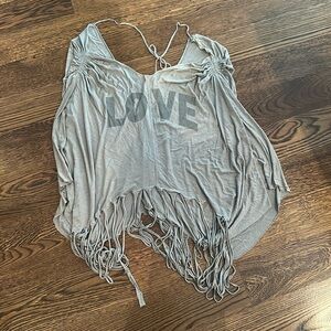 Peace love world fringe tee